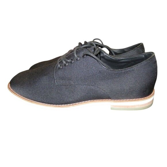 Calvin Klein Black Adeso Lace Up Leather Oxford  rounded toe dress loafers sz 11 - Picture 1 of 10